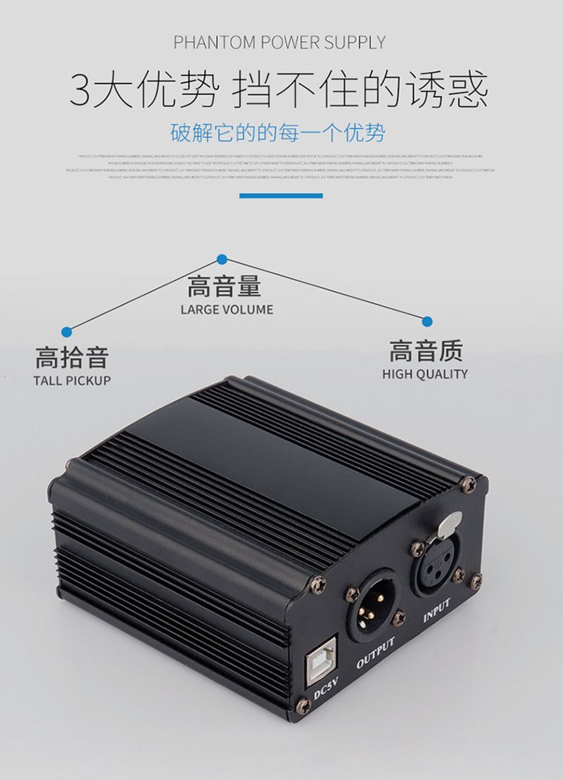 USB48V Phantom Large Diaphragm Microphone Power Live