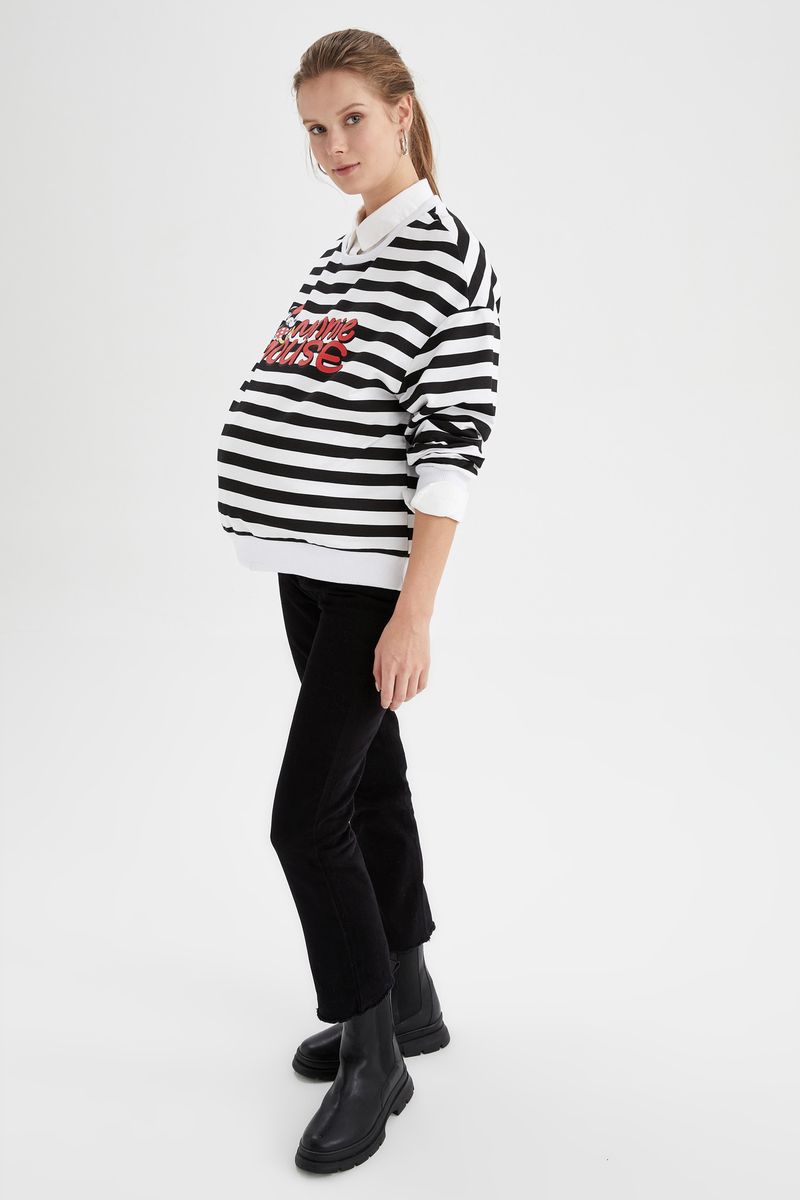Woman - Regular Fit Maternity Wear Knitted Tops Long Sleeve - Black