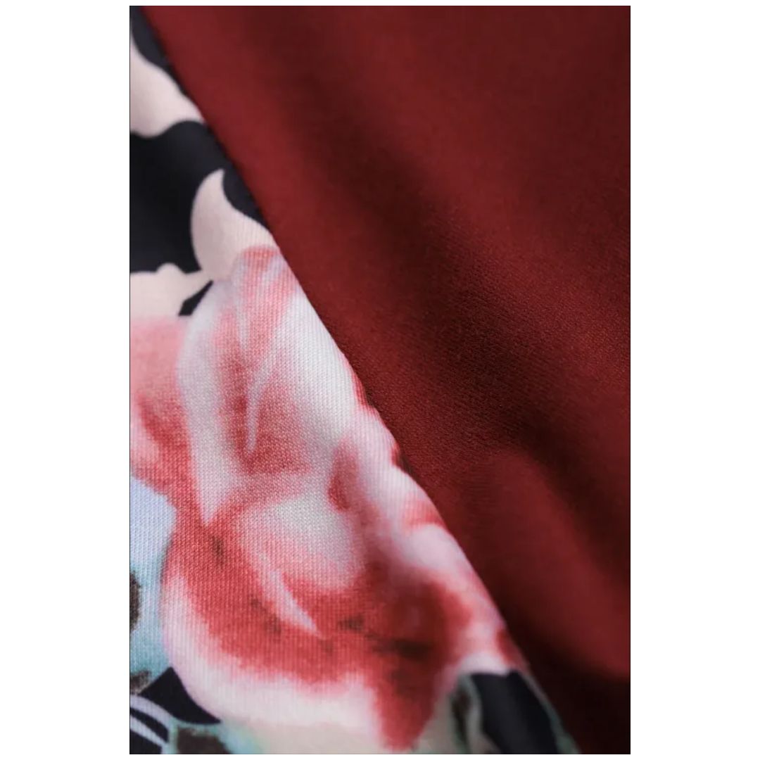 Mfed Red Striped Floral Long Sleeve Top