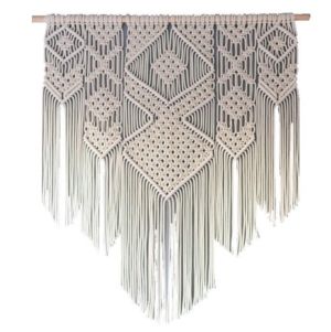 100x110CM Floral Tapestry Wall Hanging Bohemian Handmade Woven Tapestry Geometric Modern Boho Living Room Bedroom Decoration