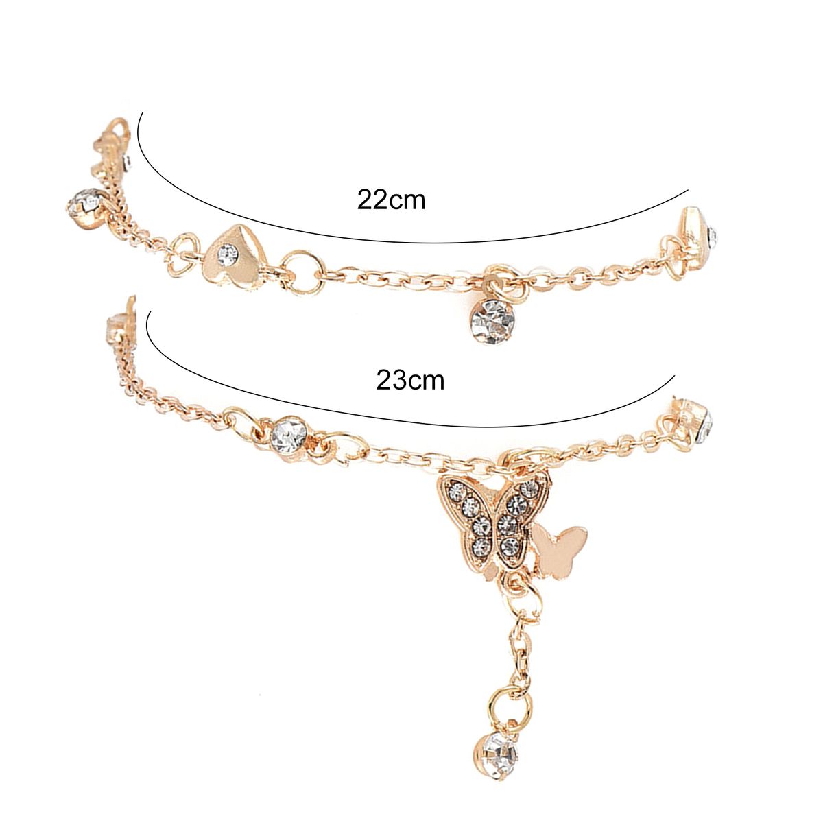 Women All-match Small Butterfly Heart Double Layered-Golden