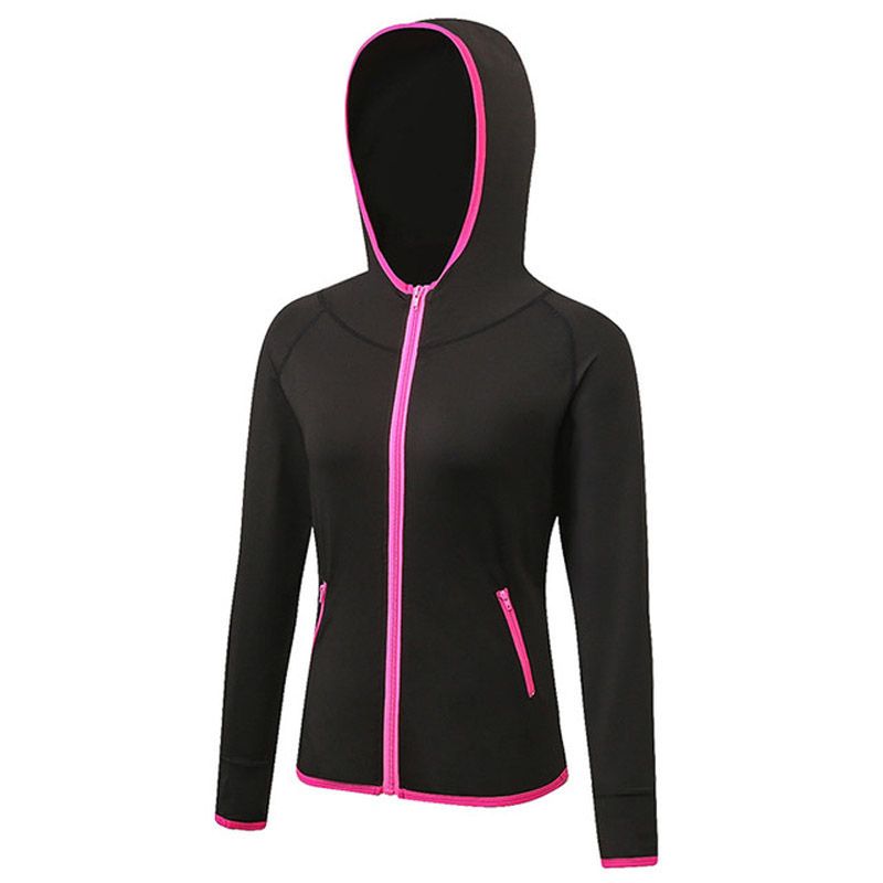 Women's Fashion Running Sports Jacket,Long Sleeve Sports Hoodie Tops（Rose）