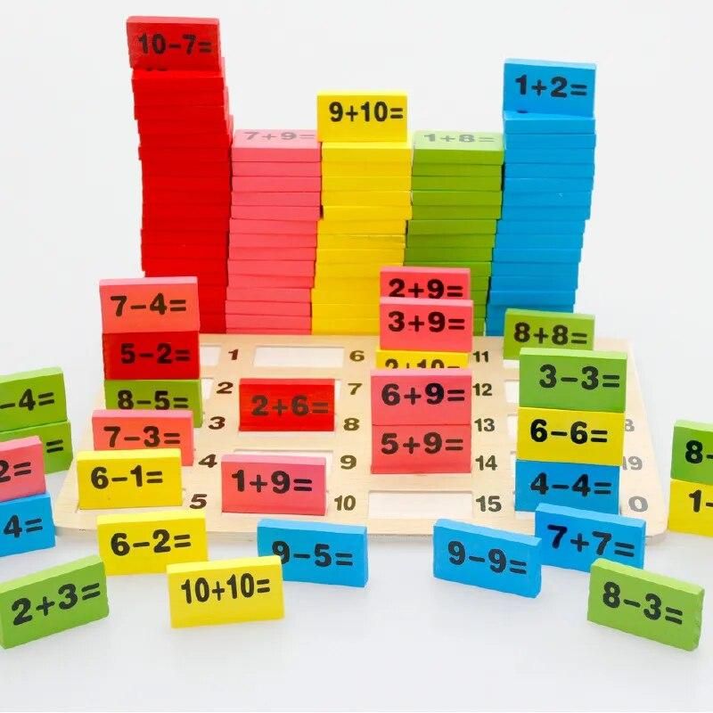 Wooden Domino Blocks Math Toys Montessori Mathematical  110PCS Early Wooden Math Toys 3-4-5-6-7-8 Years Counting Game Funny Gift