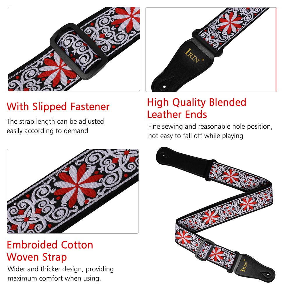 GS-02 Adjustable Embroidery Guitar Straps For Acoustic
