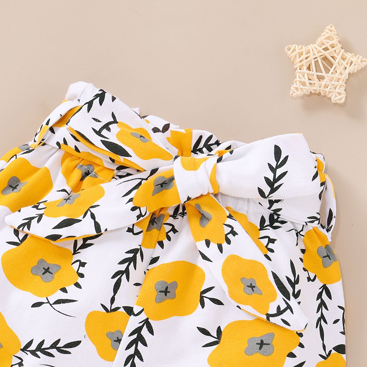 Newborn Baby Girls Outfit Letter Print Short Sleeve Bodysuit + Floral Shorts + Headband