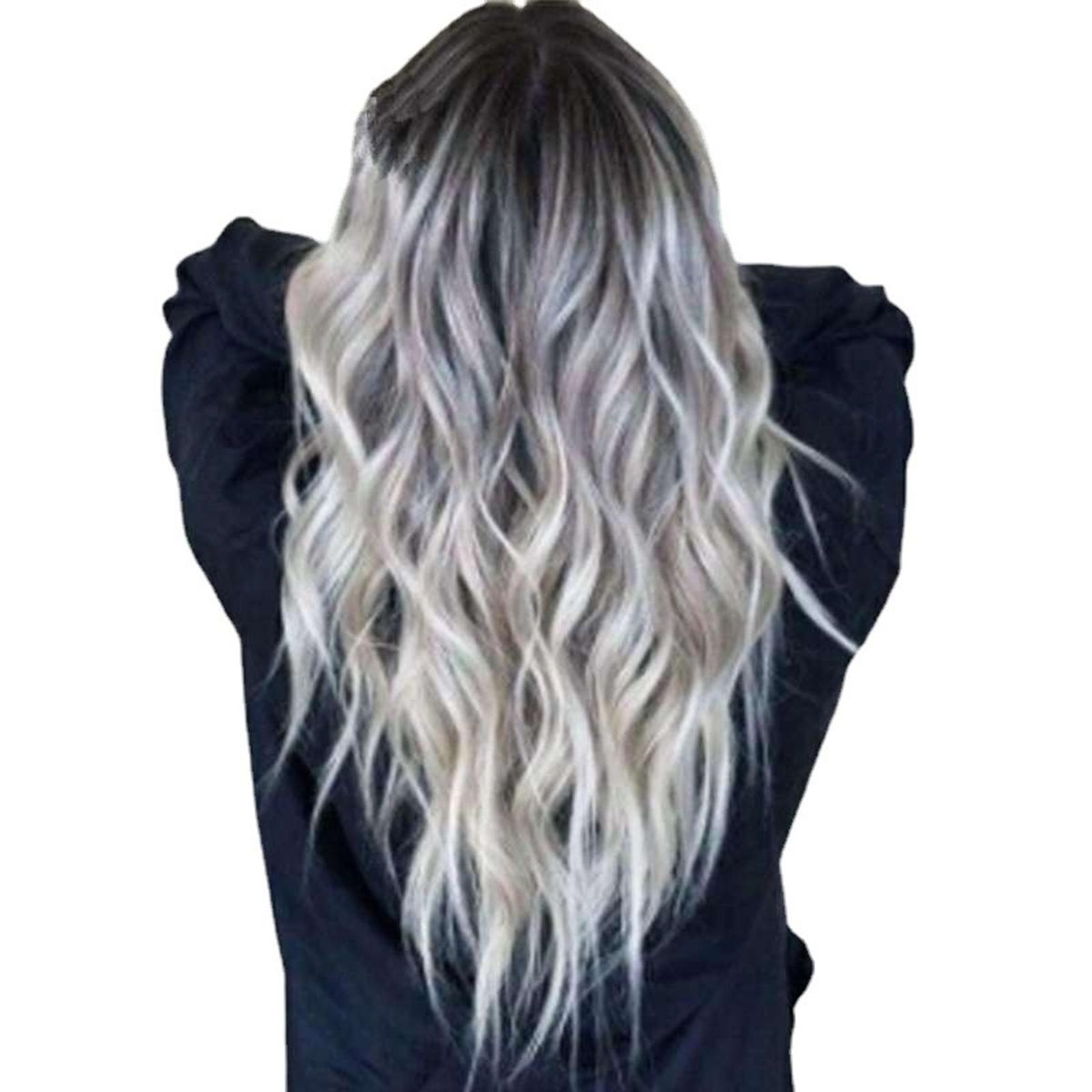 Anime Wig Bleached and Dyed Long Curly Hair COS Gray Gradient Women's Wig