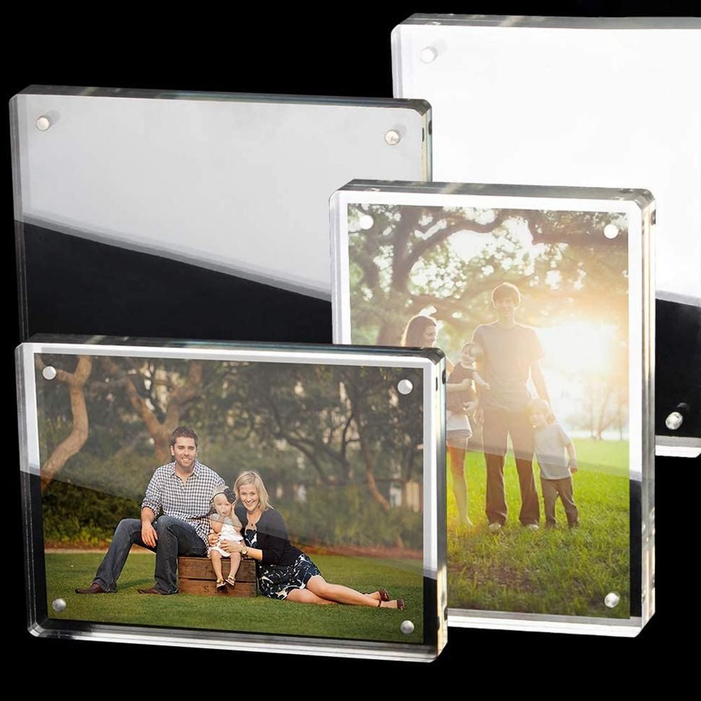 Acrylic Picture Frame,5X7 Inch Acrylic Photo Frame,Desktop Frameless Photo Frame, Magnetic, Double Sided Transparent
