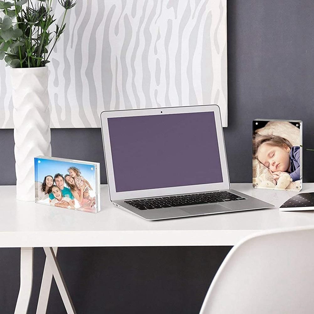 Acrylic Picture Frame,5X7 Inch Acrylic Photo Frame,Desktop Frameless Photo Frame, Magnetic, Double Sided Transparent