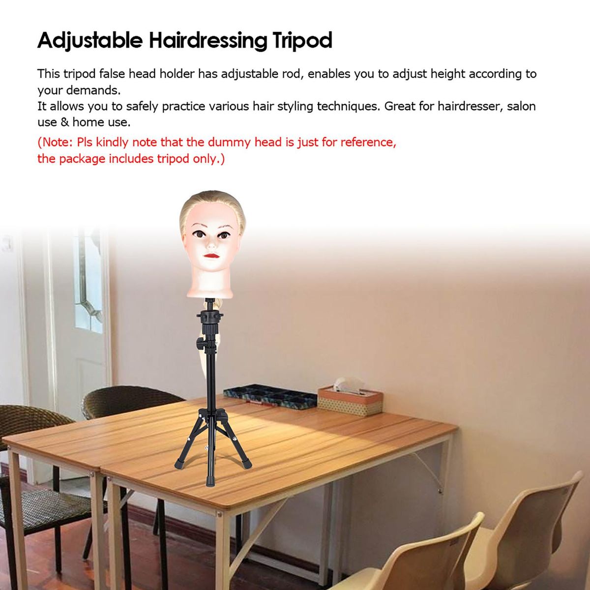 Bestauty Mini Adjustable Hairdressing Tripod False Head Holder Hairdresser Training Head False Head Table Stand Hair Wig Mold Clamp