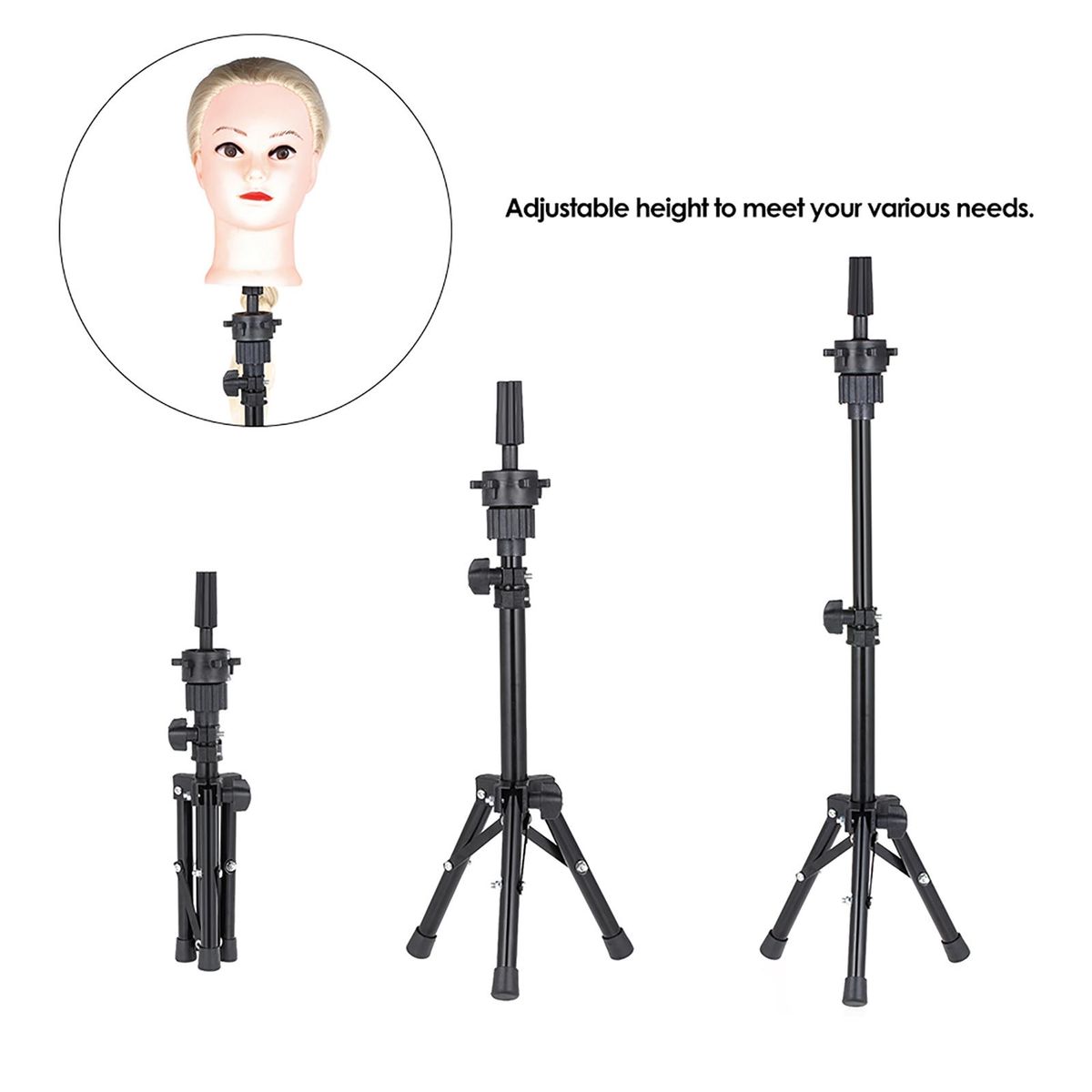 Bestauty Mini Adjustable Hairdressing Tripod False Head Holder Hairdresser Training Head False Head Table Stand Hair Wig Mold Clamp