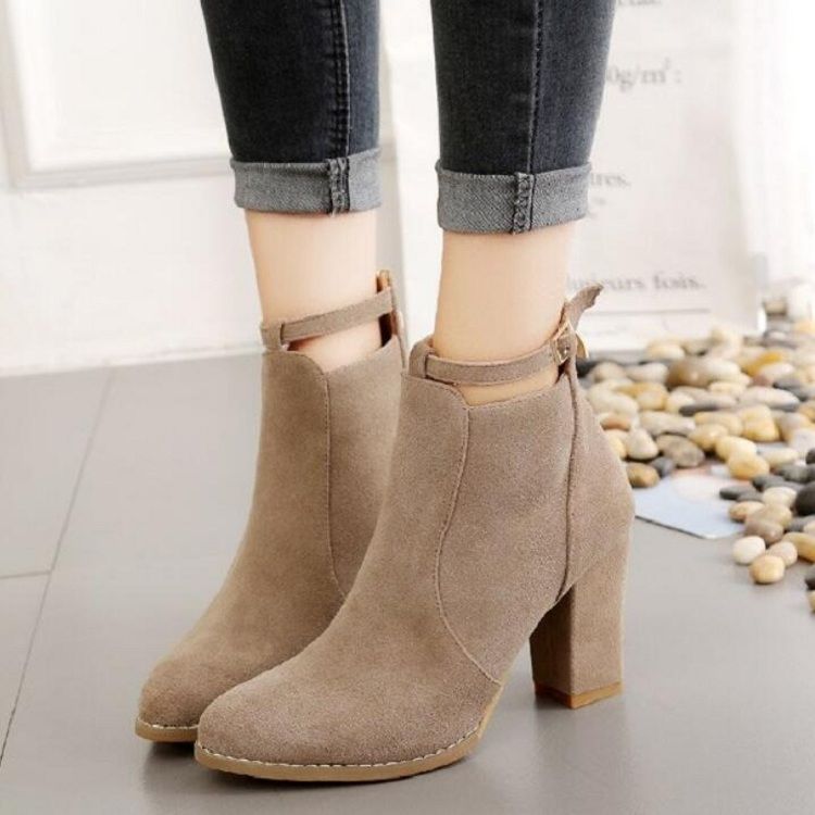 Suede Boots Pointed High Heels, Size:38