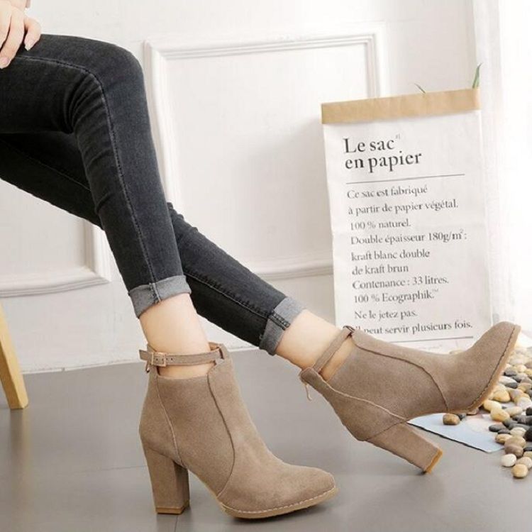Suede Boots Pointed High Heels, Size:38