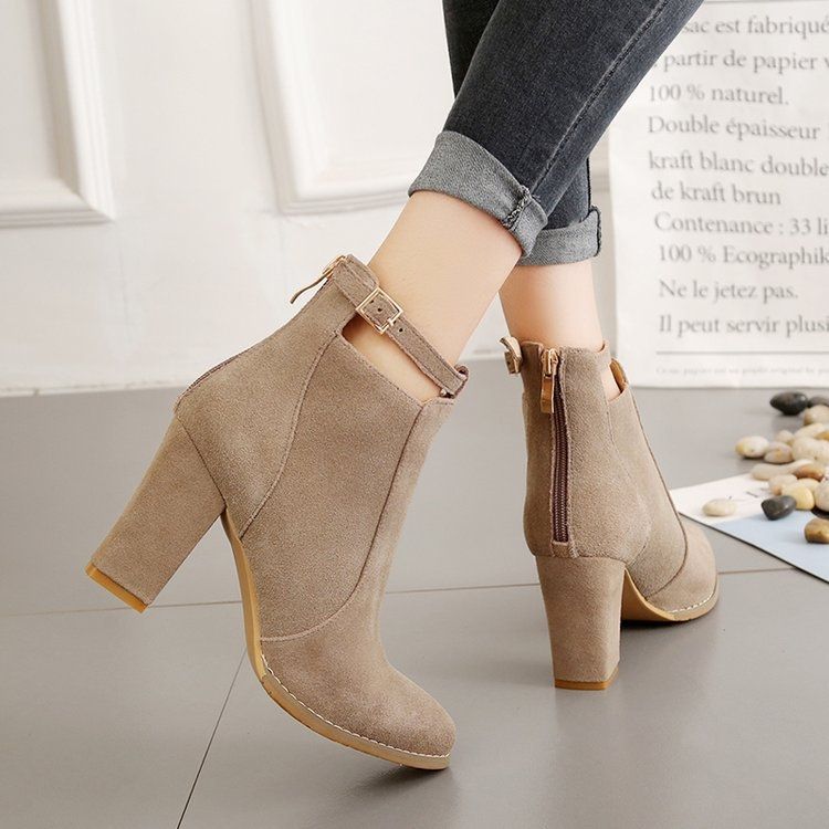 Suede Boots Pointed High Heels, Size:38