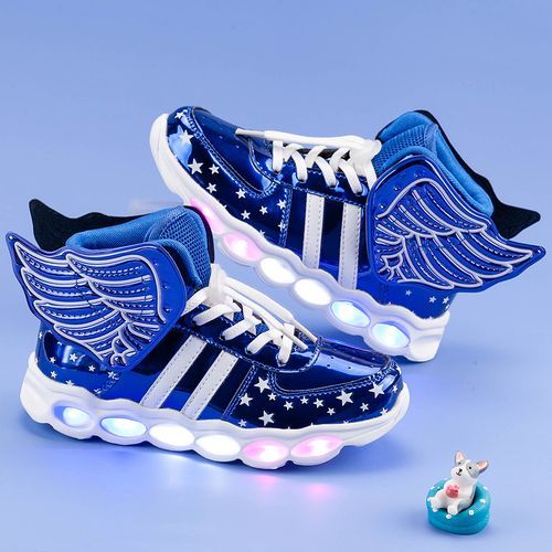Kids' Colorful Light-emitting Shoes Angel Wings Girls' Shoes Blue