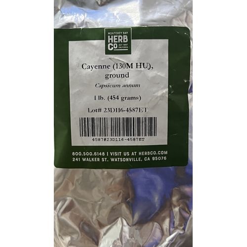 Cayenne Pepper, Ground, 130,000 MIL HU, 1 Lb 454G