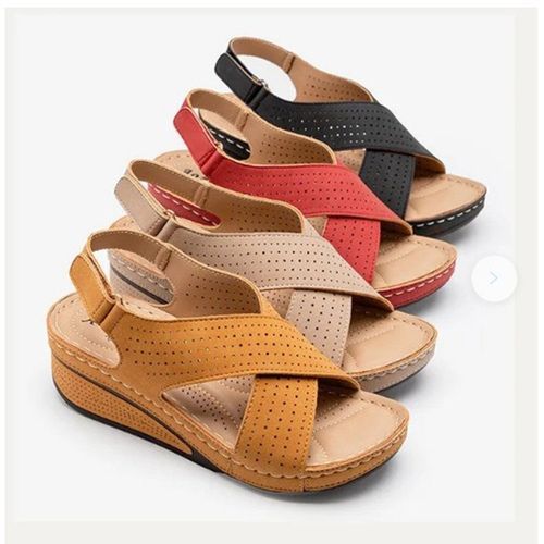 Ladies Fashion Sandals Wedge Heels Large Size Flat Sandals And Slippers-Ginger
