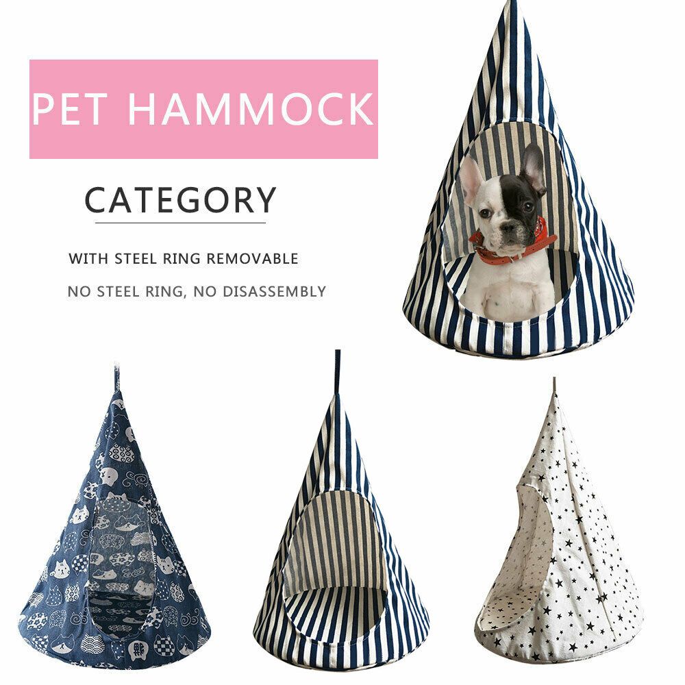 Newest Creatives Removable Pet Cat Conical Sleeping Bed Basket Hammock Bed Mats Window Comfortable Cage Cat Hammock Without Rims Blue