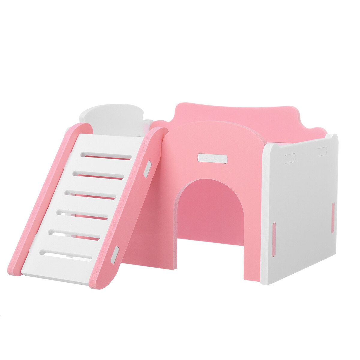 Wooden Pet Bed Nest Hamster House With Stairs Small Animal Pet Sleeping Cage Toy Shelter -- Blue / Pink Pink