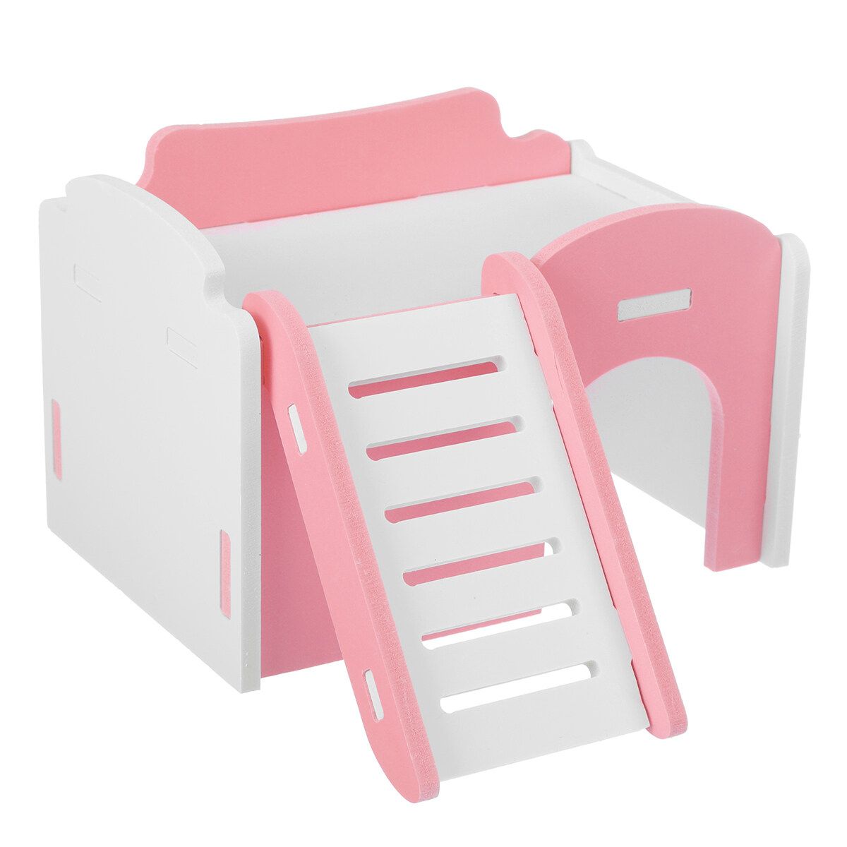Wooden Pet Bed Nest Hamster House With Stairs Small Animal Pet Sleeping Cage Toy Shelter -- Blue / Pink Pink