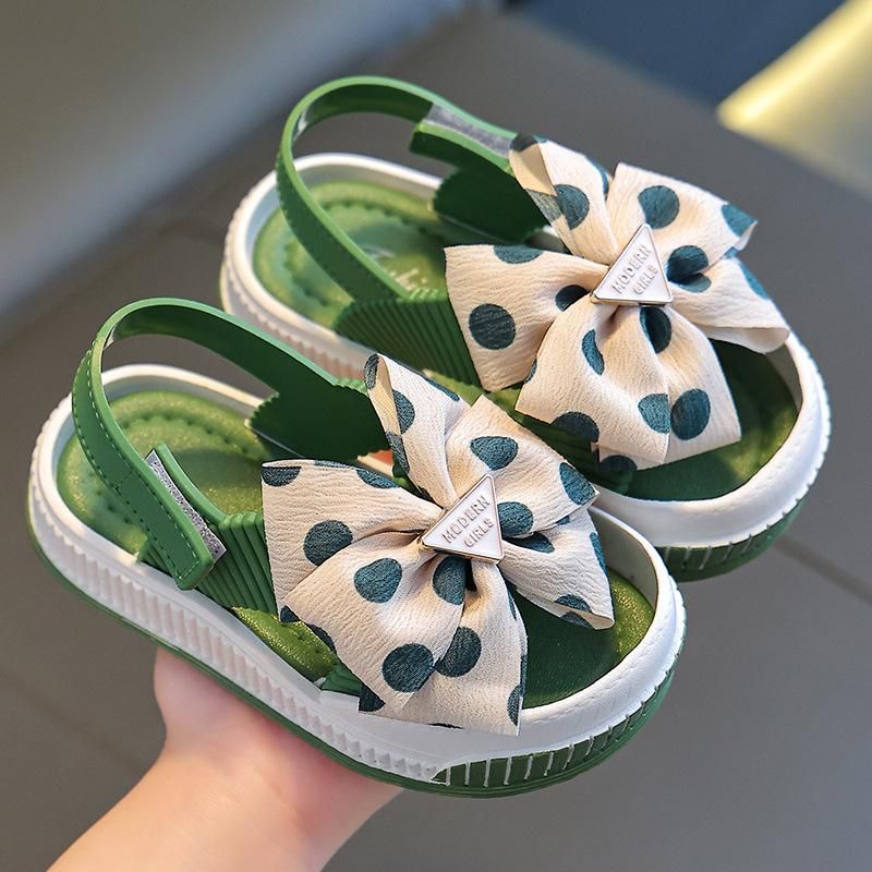 Cute Girl Bowknot Princess Sandals Velcro Anti Slip Soft Sole Kid Children
