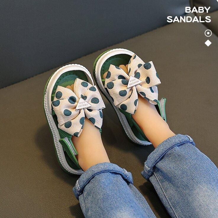 Cute Girl Bowknot Princess Sandals Velcro Anti Slip Soft Sole Kid Children