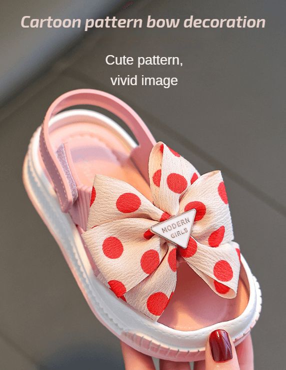 Cute Girl Bowknot Princess Sandals Velcro Anti Slip Soft Sole Kid Children