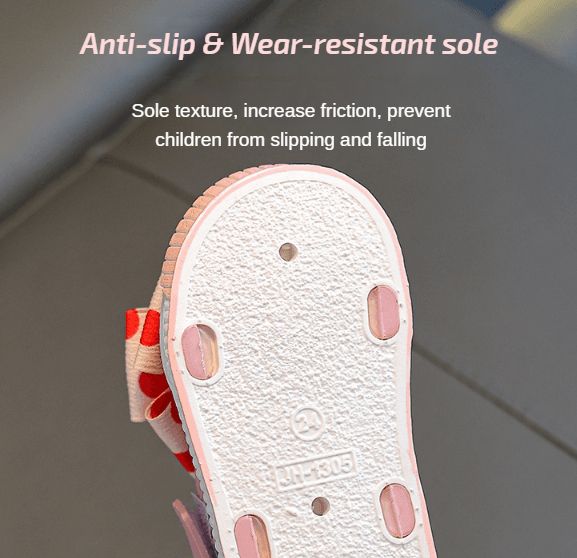 Cute Girl Bowknot Princess Sandals Velcro Anti Slip Soft Sole Kid Children