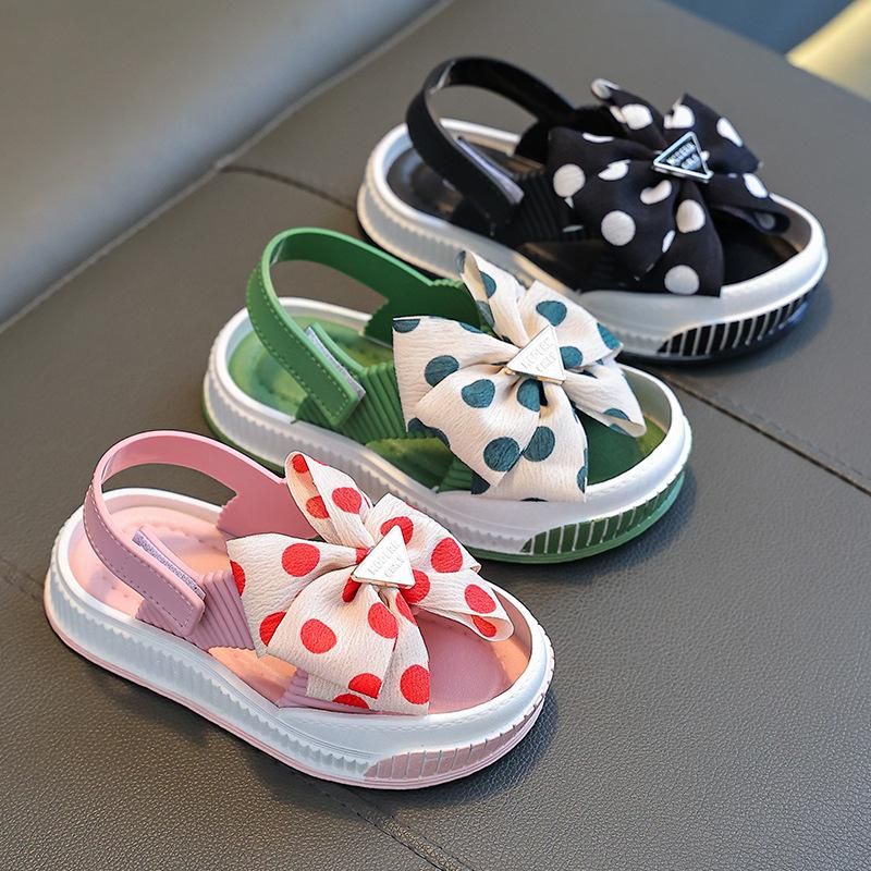 Cute Girl Bowknot Princess Sandals Velcro Anti Slip Soft Sole Kid Children