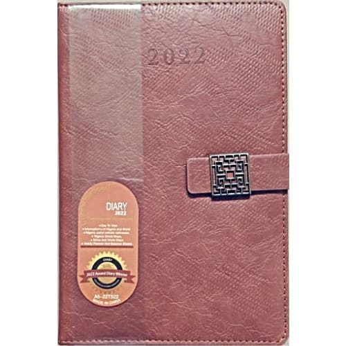 Exotic Diary 2022 - 21.5.cm X 14.5. 220 Sheets - Brown - Medium Size