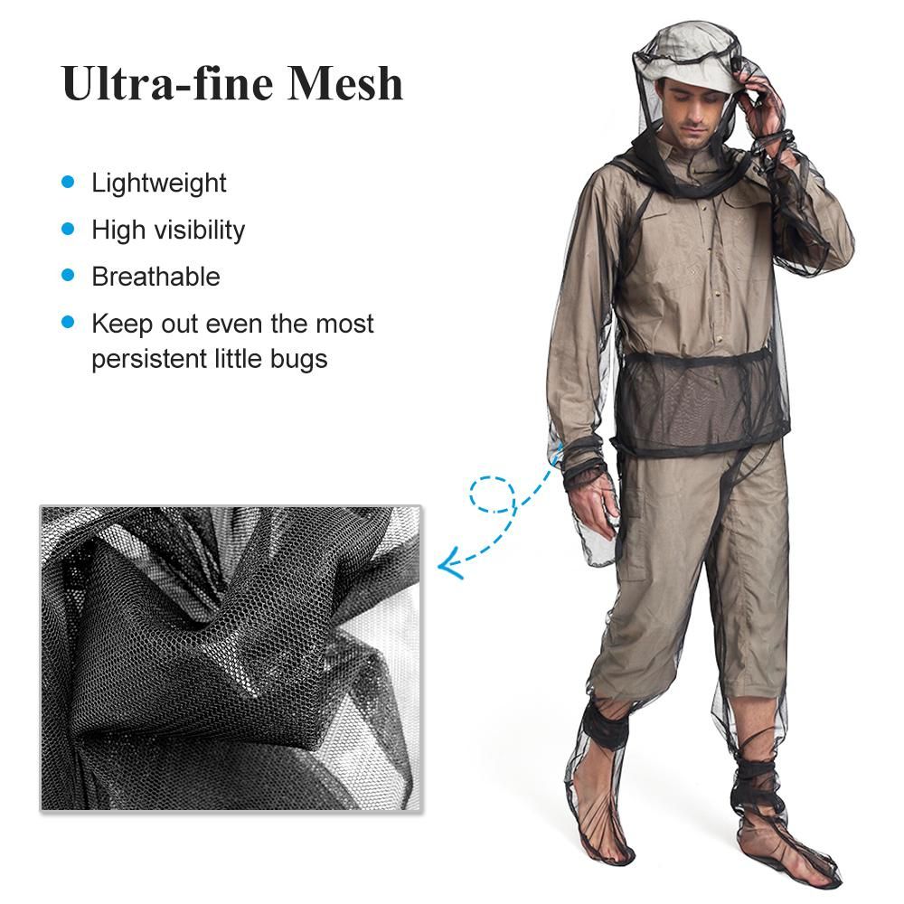 Lixada Lightweight Summer Bug Wear Mosquito Suit Jacket Mitts Pants Socks for Men Women With Ultra-fine Mesh Hiking Fishing Camping Bee feeding Cycling