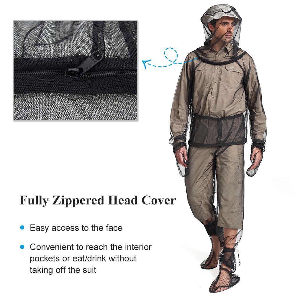 Lixada Lightweight Summer Bug Wear Mosquito Suit Jacket Mitts Pants Socks for Men Women With Ultra-fine Mesh Hiking Fishing Camping Bee feeding Cycling