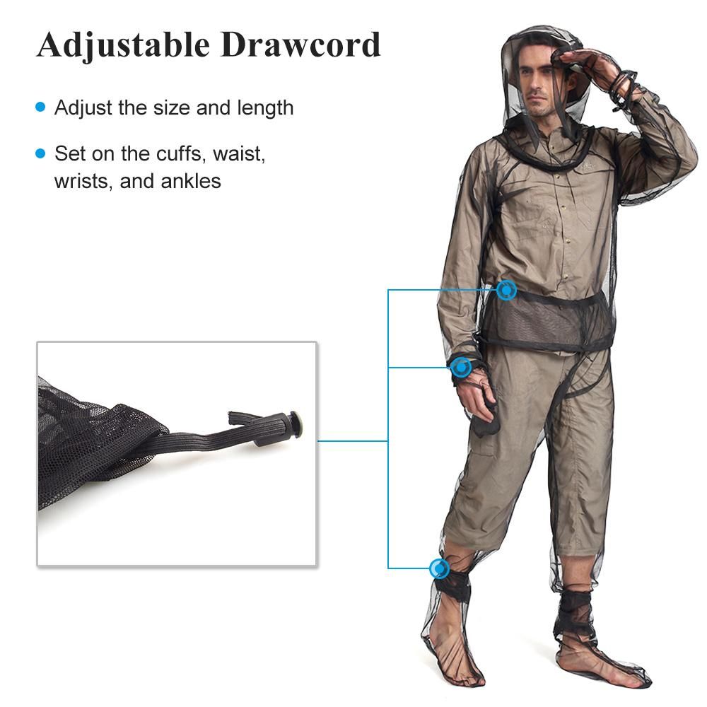 Lixada Lightweight Summer Bug Wear Mosquito Suit Jacket Mitts Pants Socks for Men Women With Ultra-fine Mesh Hiking Fishing Camping Bee feeding Cycling