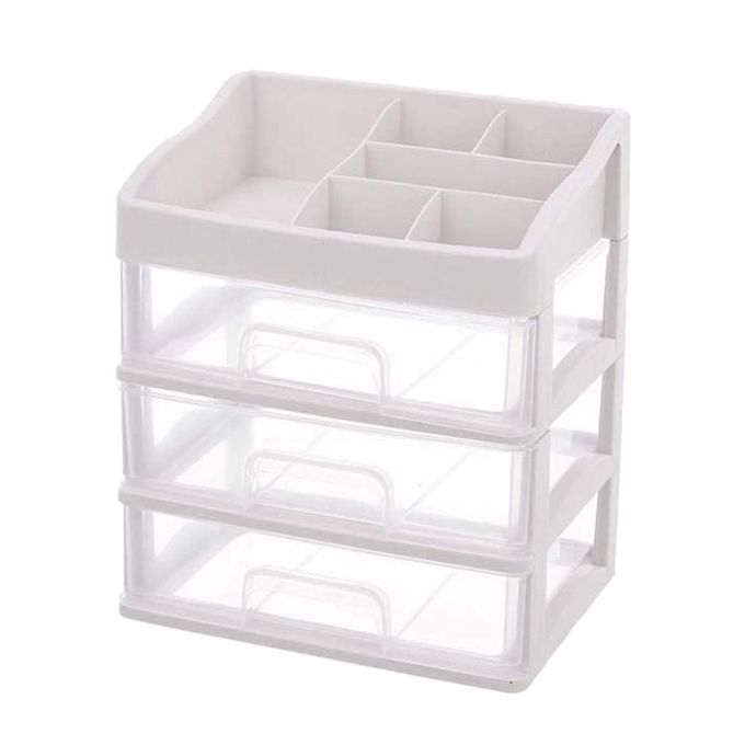 Vanity Cosmetics Organizer Storage Box With Drawers 3 Tier