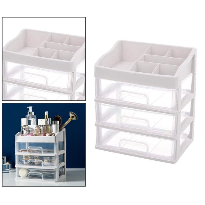 Vanity Cosmetics Organizer Storage Box With Drawers 3 Tier