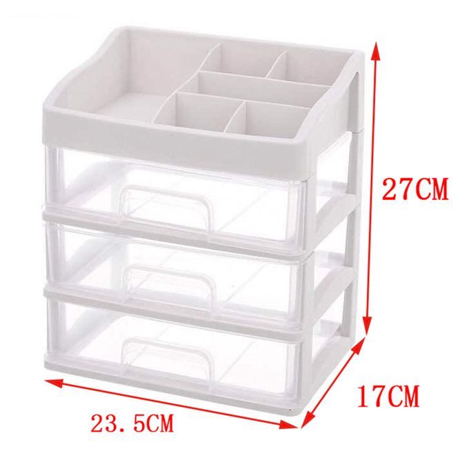 Vanity Cosmetics Organizer Storage Box With Drawers 3 Tier
