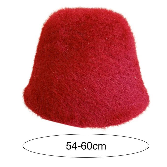 Bucket Hat Fluffy Chill-proof Light-weight Solid Color-Grey