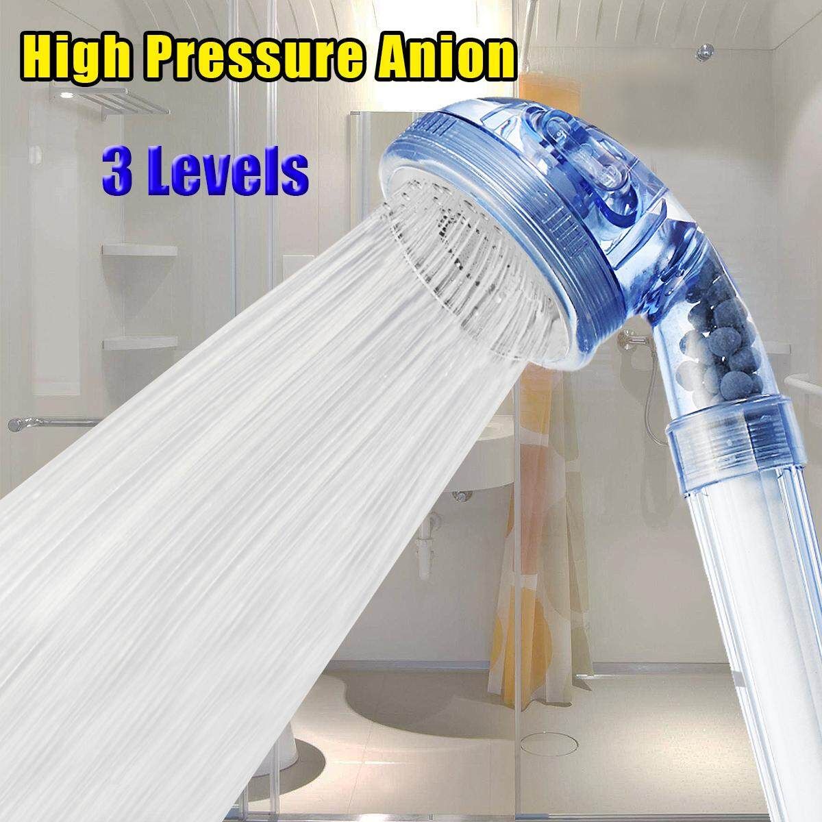 High Anion Hand Held Water Shower Head 1pc+Filter 3pcs Blue