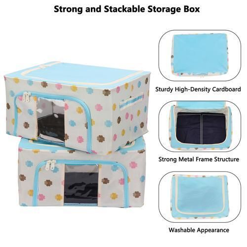 Fabric Foldable Oxford Cloth Steel Frame Storage Box Clothes Storage Organizer Storage Box For Home Daily Tool Accessories