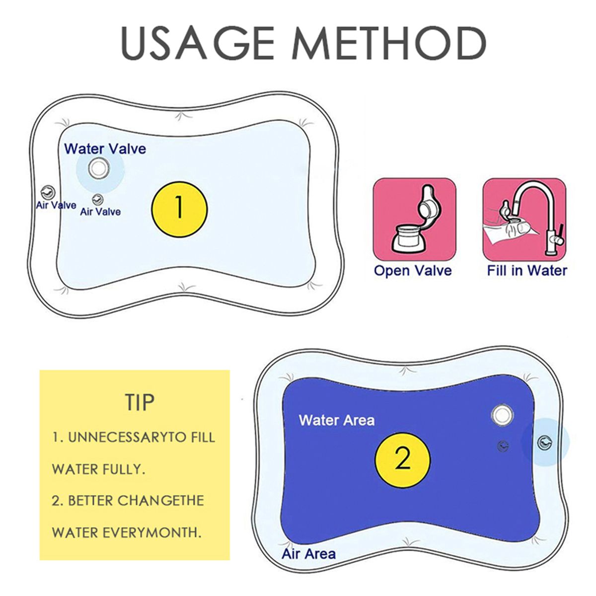 Inflatable Baby Water Mat Infant Tummy Time Playmat Toddler