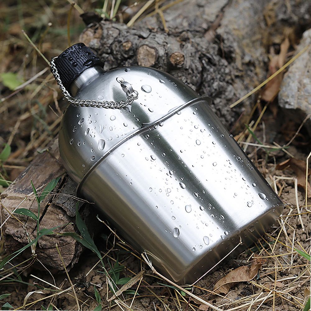 2pcs 1000ml 600ml Stainless Steel Military Canteen Cup Set