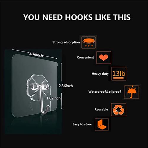 10PCS Powerful Non-Mark Storage Hooks Hangers Fixtures