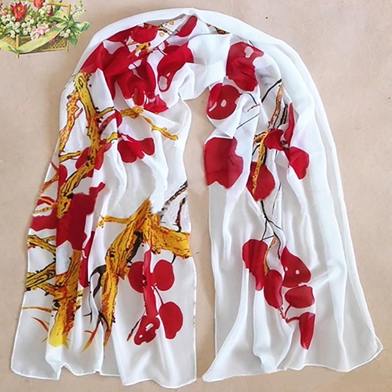 Women's Soft Ink Painting Chiffon Flower Printed Wrap-Grey