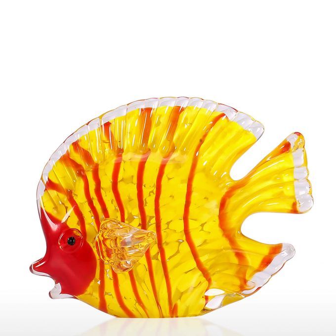Glass Yellow Fish Hand Blown Glass Art Marine Yellow Fish-