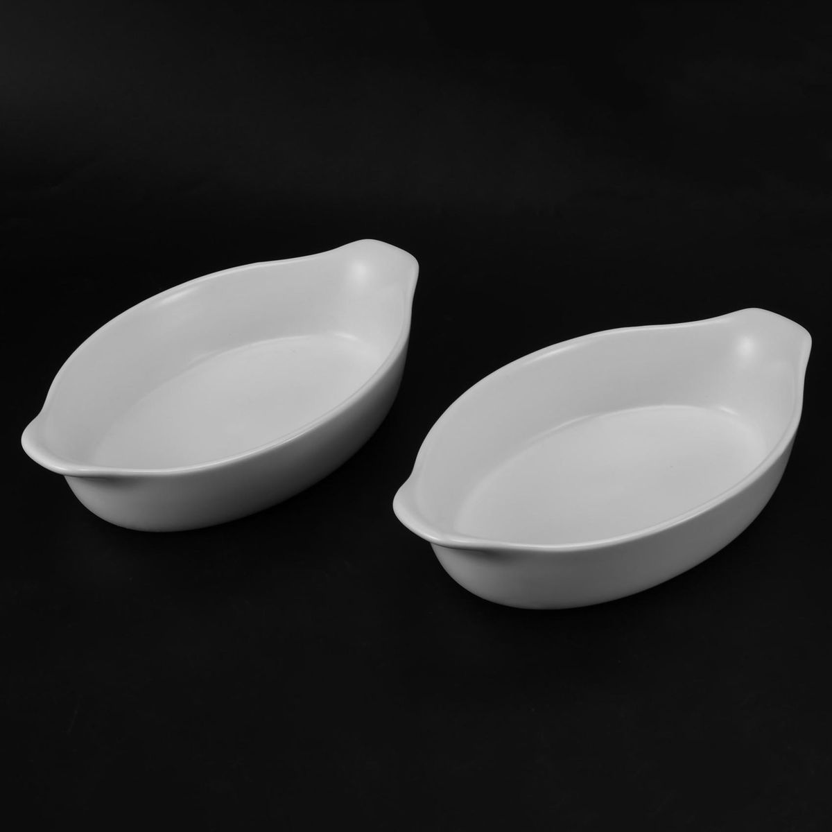 Baking Tray Set Cheese Baked Rice Bowl Oven Microwave Oven Baking Tray Ceramic Salad Bowl, Oval-2 Pieces White