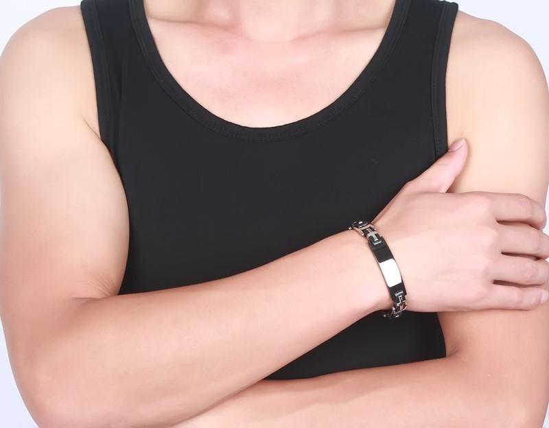 Men's Bracelet Titanium Steel Silicone Stainless Steel Bracelet Black