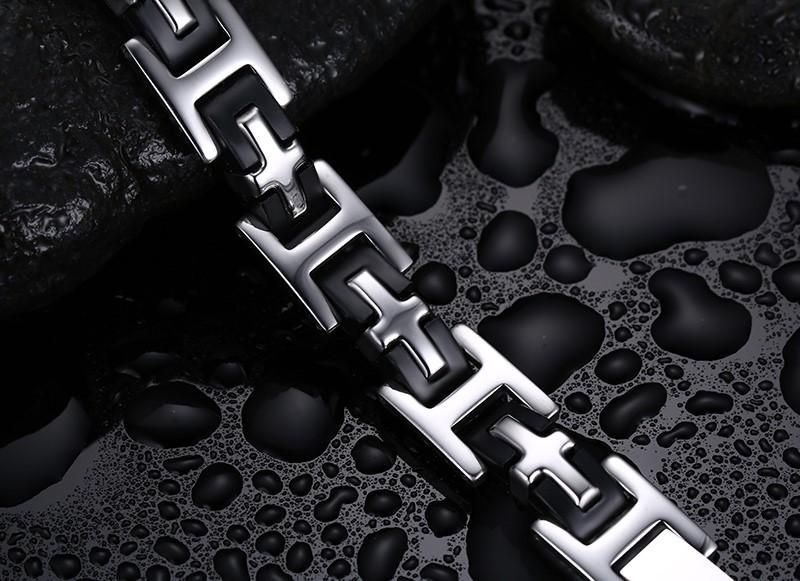 Men's Bracelet Titanium Steel Silicone Stainless Steel Bracelet Black