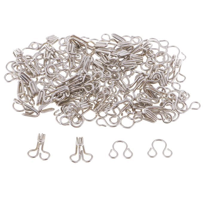 50 Set Metal Hook  Eye Fasteners DIY Dress Skirt Collar Bra White