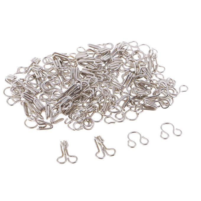50 Set Metal Hook  Eye Fasteners DIY Dress Skirt Collar Bra White