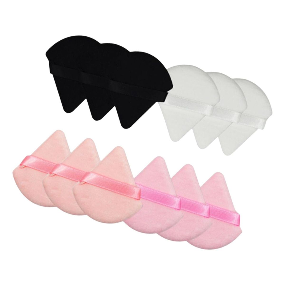12 Pcs Triangle Pure Color With Strap Soft Makeup Puff For Loose Concealer Body Shadow Contouring C 12pcs