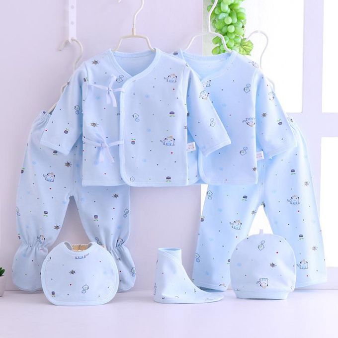 7pcsset Body Suits Newborn Girls Boys Soft Cotton Clothes Set Blue